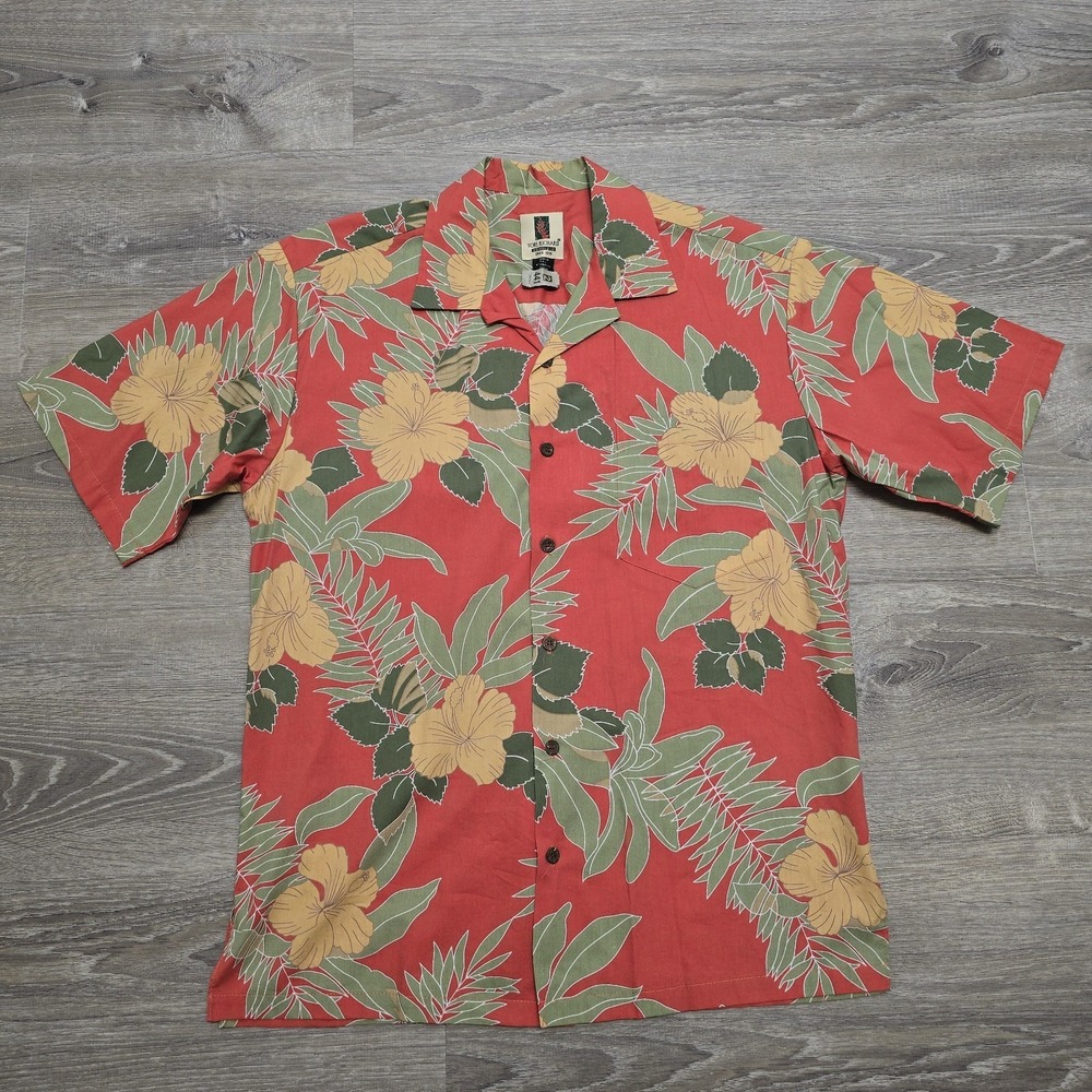 Vintage Tori Richard Hawaiian Shirt USA Rayon Floral Red 22x29 Mens Small Medium